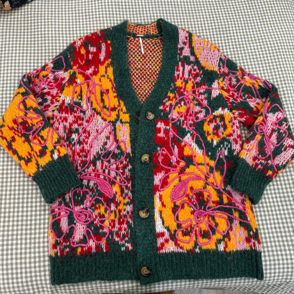 Free People Alexis Floral Cardigan